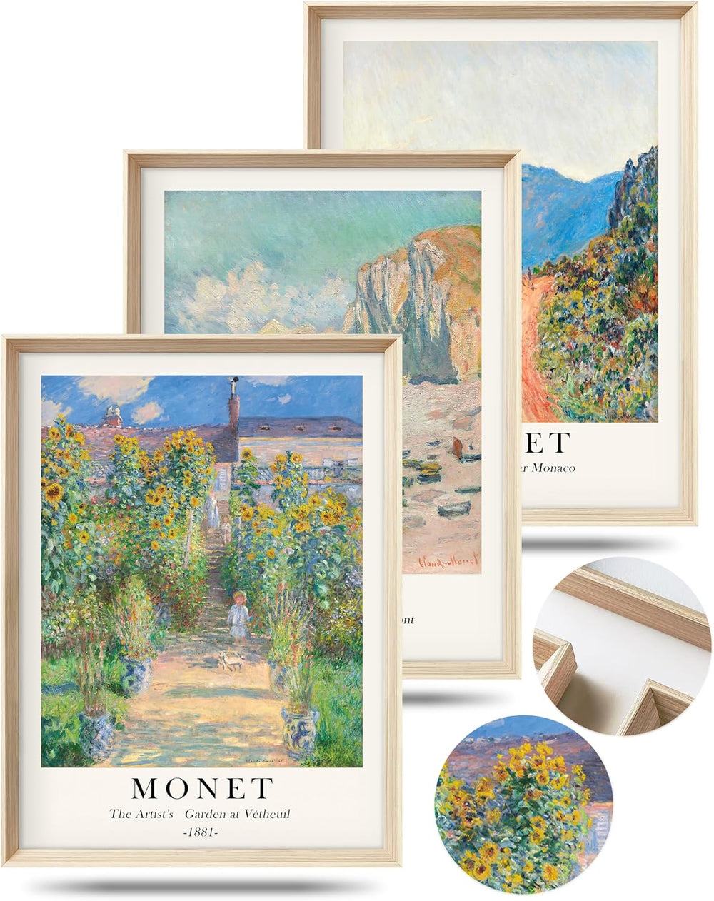 HesenDot Framed Wall Art, Claude Monet Landscape Canvas Prints Set