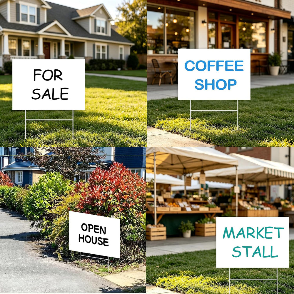 20-Pack 17"x13" Blank Yard Signs with Stakes, Corrugated Plastic