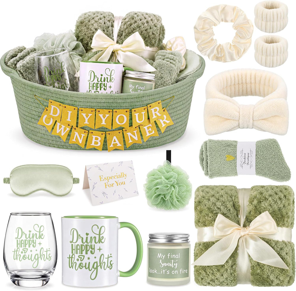 Zopeal Gift Basket Set for Women Birthday Relaxing Spa Care,Green