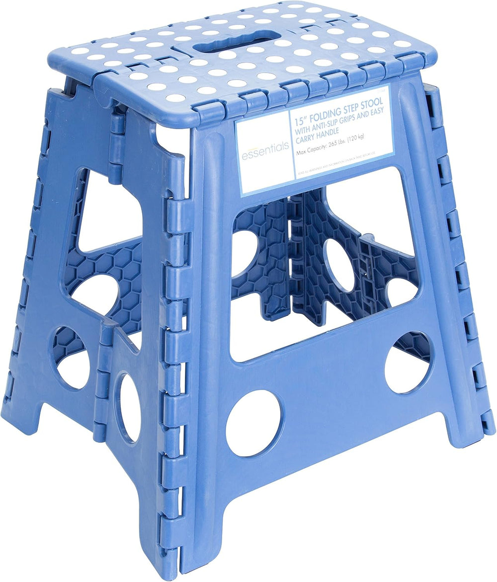 Essentials 21048 15-Inch Folding Step Stool, Wide Folding Step Stool, Plastic...