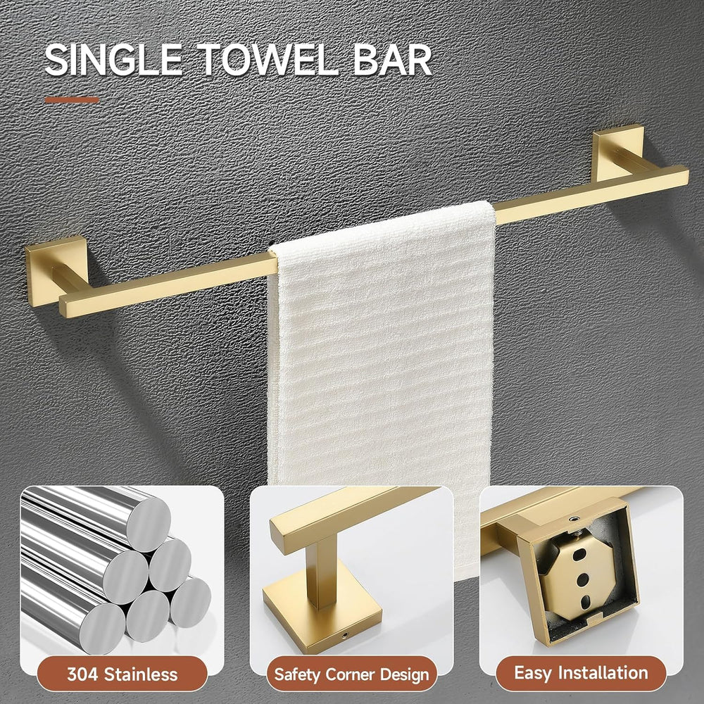 TQKAG 5 Piece Brushed Gold Bathroom Accessories 23.6" Bathroom Hardware Set