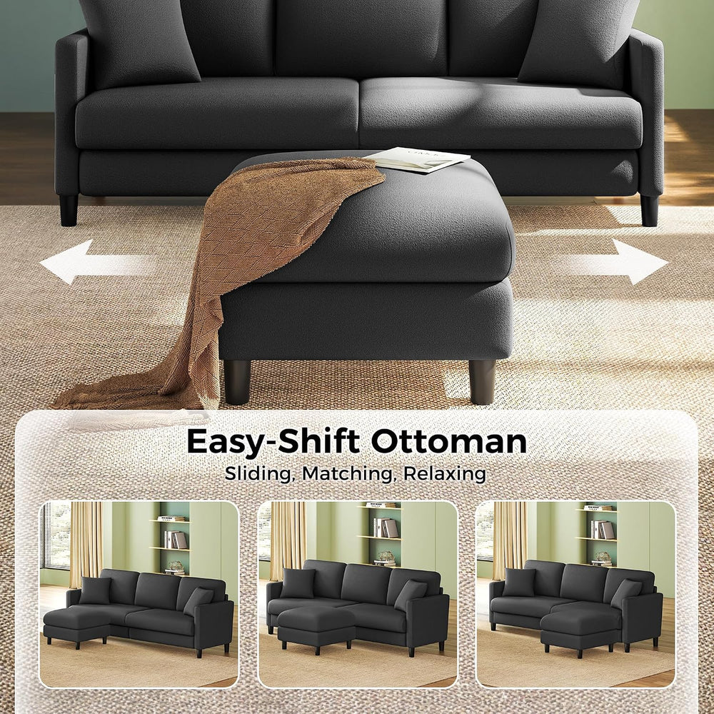 Welzona Loveseat Sofa, Teddy Love seat Couches 83", with 2 Storage Ottomans