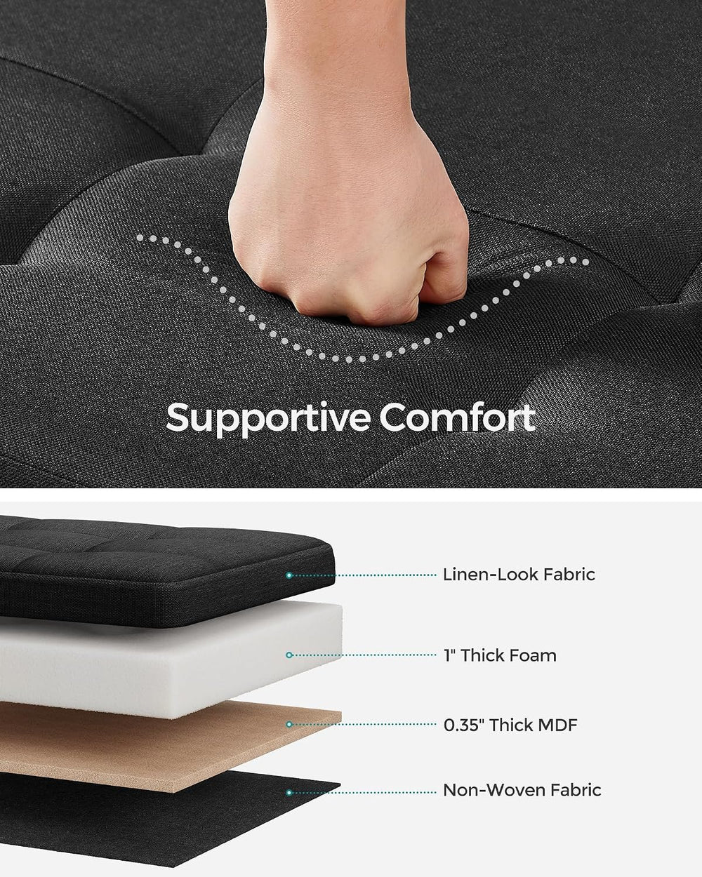 SONGMICS Storage Ottoman Bench, Foldable Foot Rest with Legs