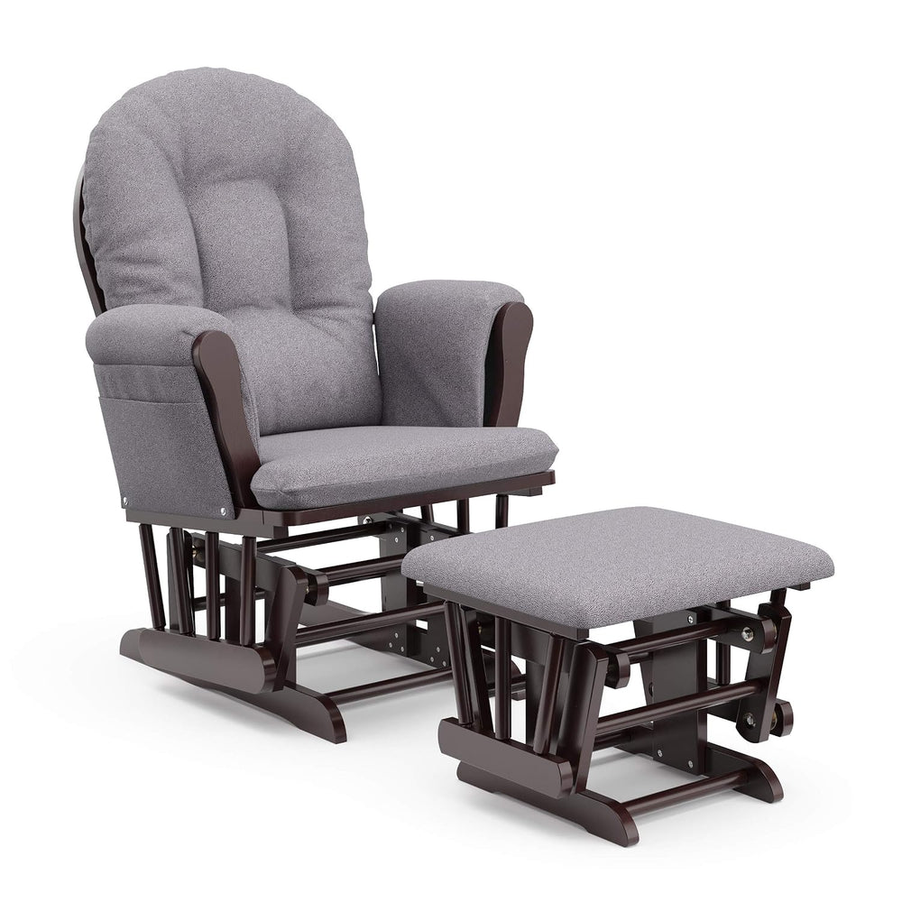 Storkcraft Premium Hoop Glider & Ottoman, Espresso/Gray Swirl