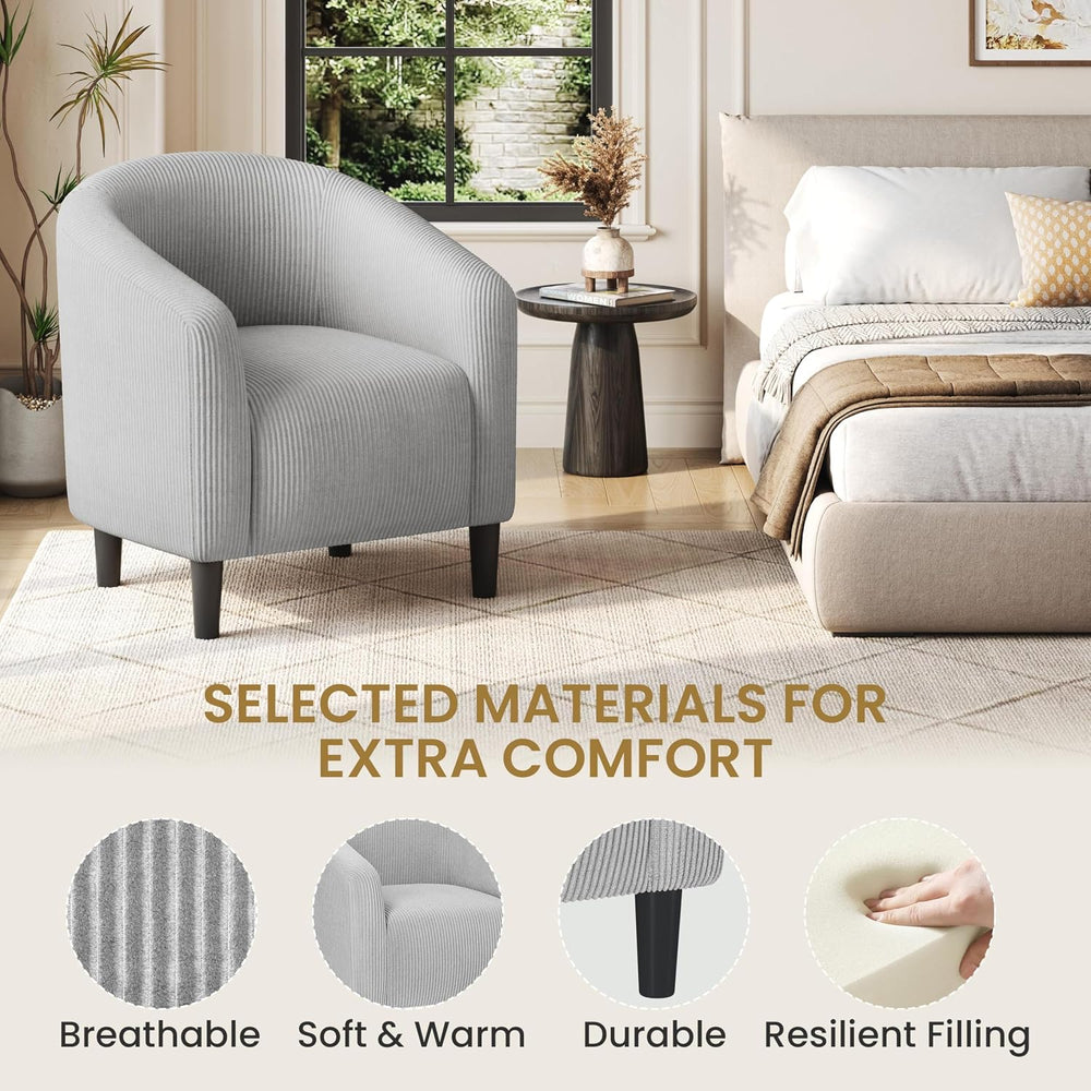 Yaheetech Compact Corduroy Accent Chairs Set of 2 for Bedroom, Light Gray
