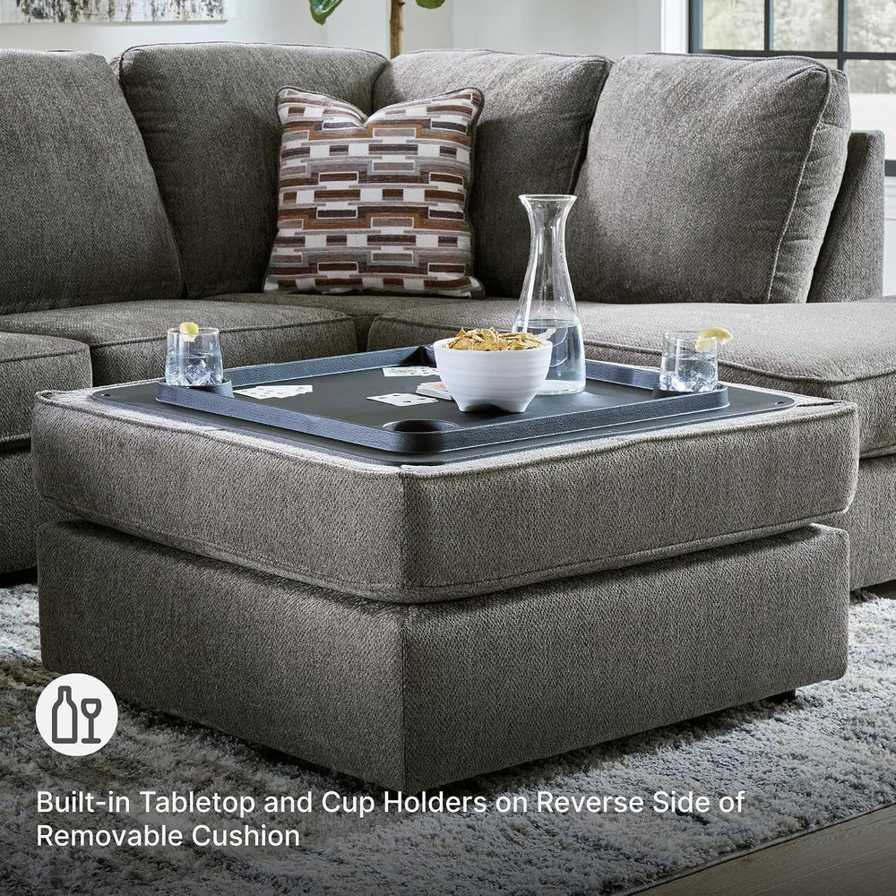 Signature Design by Ashley Putty Grey Ottoman with Storage