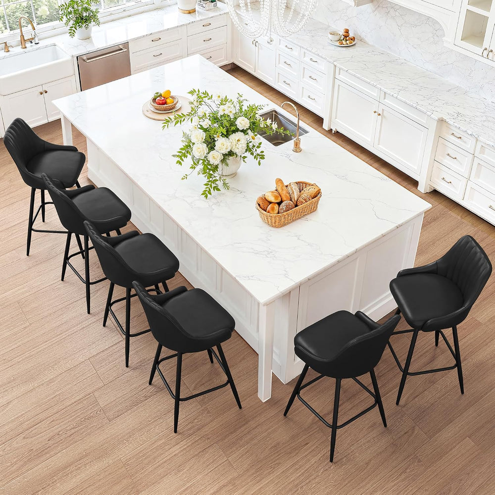 LUE BONA Counter Height Bar Stools Set of 3, 26'' Swivel Modern Barst...