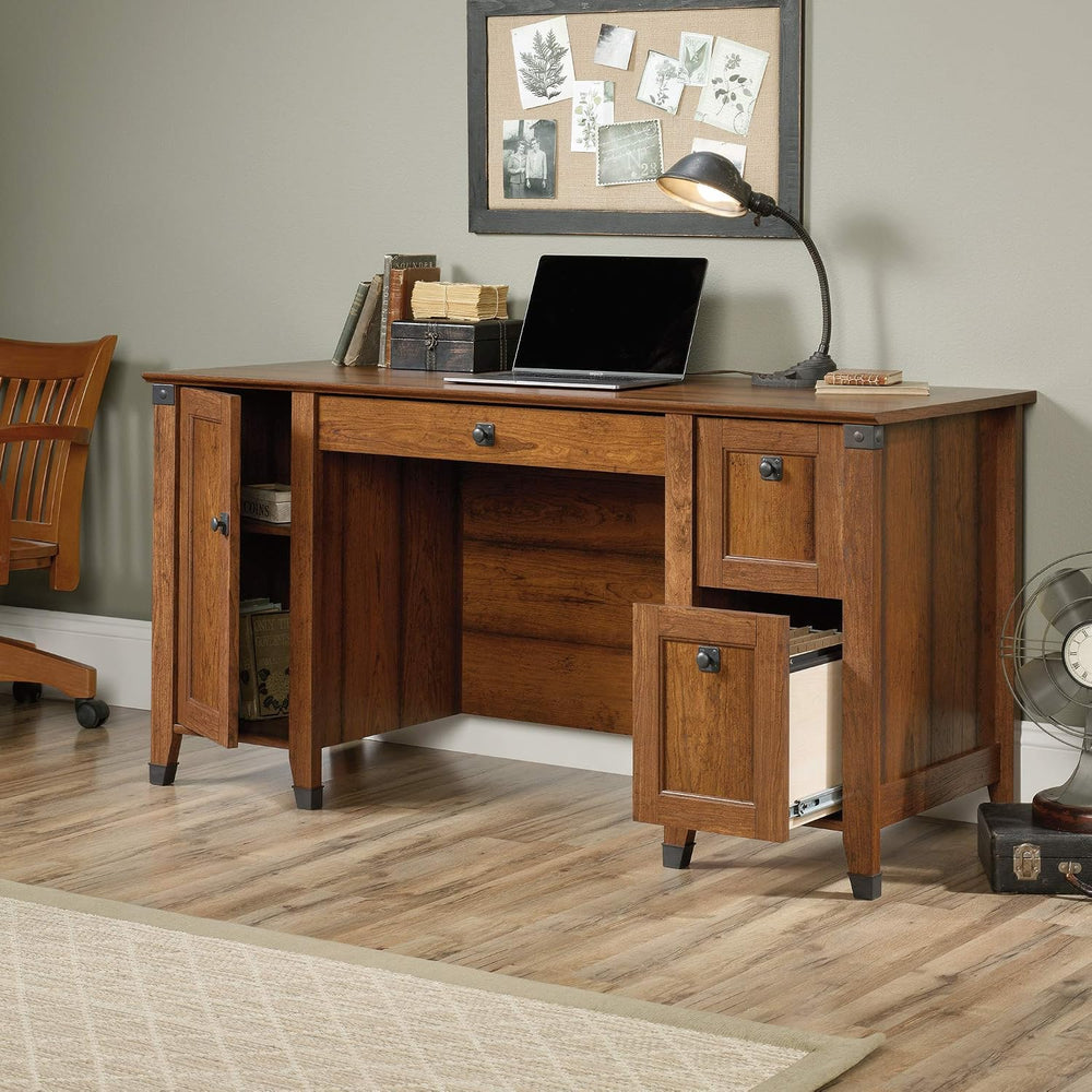 Sauder Carson Forge Rustic Vintage Computer Desk with Drawers Storage, in Was...