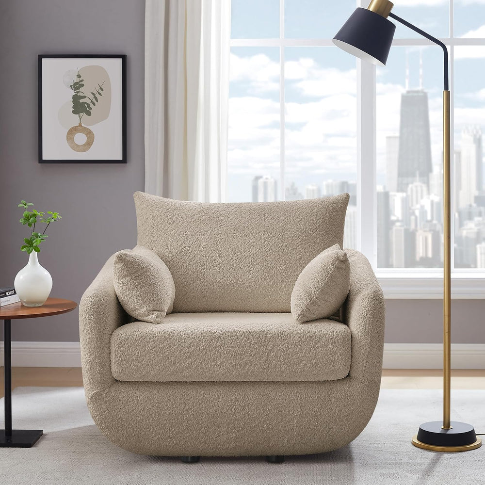 360° Swivel Accent Armchair, 39.3" Oversized, Camel