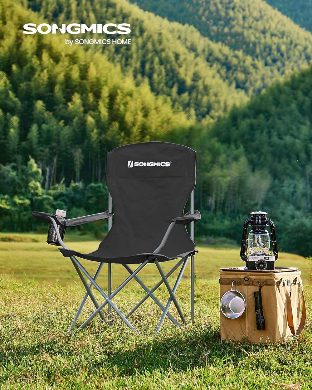 SONGMICS Set of 2 Folding Camping Chairs, Max. Load Capacity 330 lb