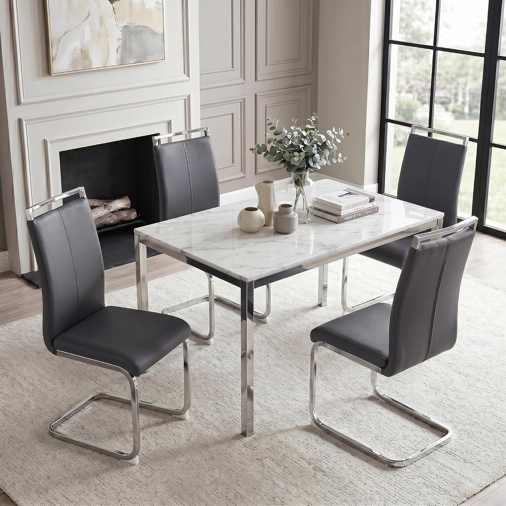 gopop Dining Chairs Set, Kitchen Modern Metal Chairs with Faux Leather Padded...