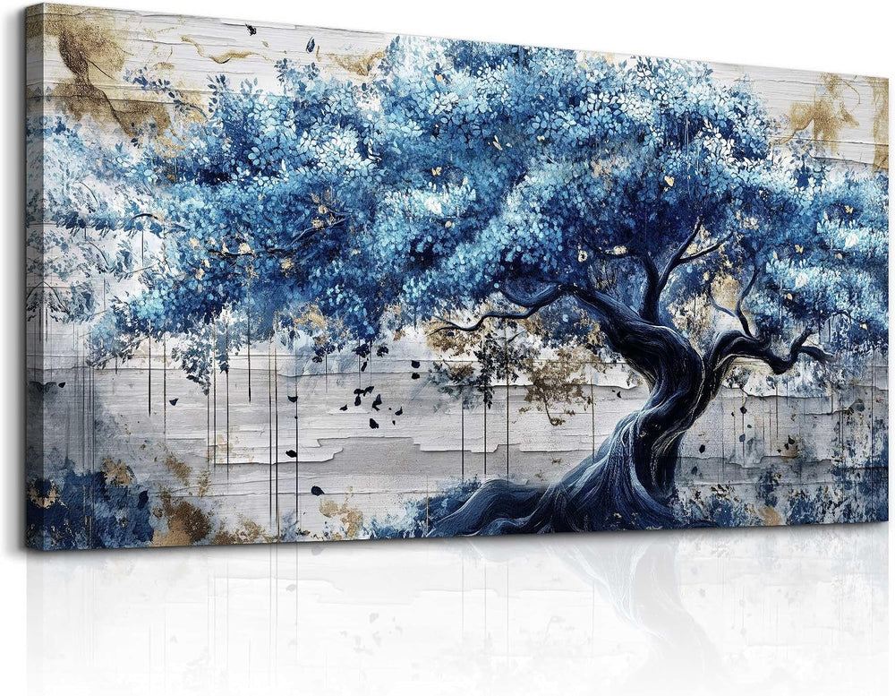 ERQINHUA Blue Tree Wall Paintings Canvas Wall Art For Living Room Large Wall ...