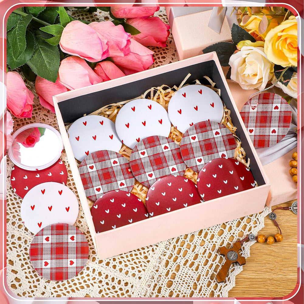 Geetery 120 Pcs Heart Compact Mirrors Gifts Bulk Mini Small Round Circle Port...