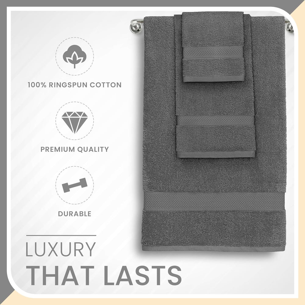 Martex 6-Piece 100% Ringspun Cotton Towel Set, Dark Grey