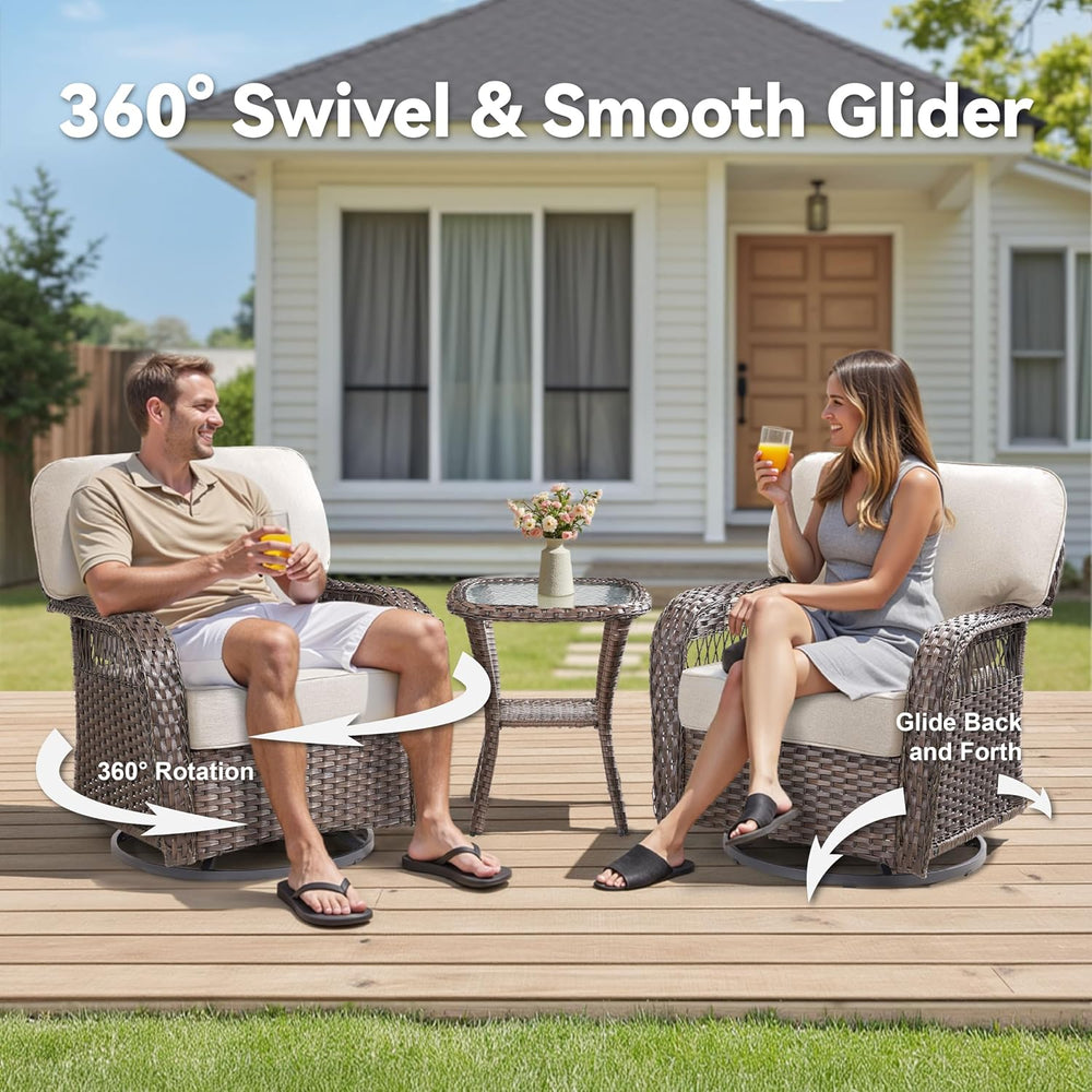 Wicker Swivel Rocker Patio Chairs, Patio Wicker Chairs Swivel Rocker Set of 2...