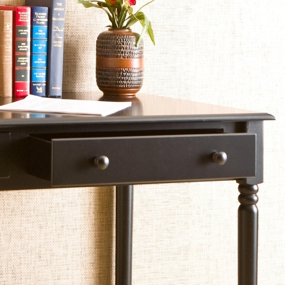 SEI Furniture - Writing 2-drawer Desk- Satin Black - Transitional Design, Bla...