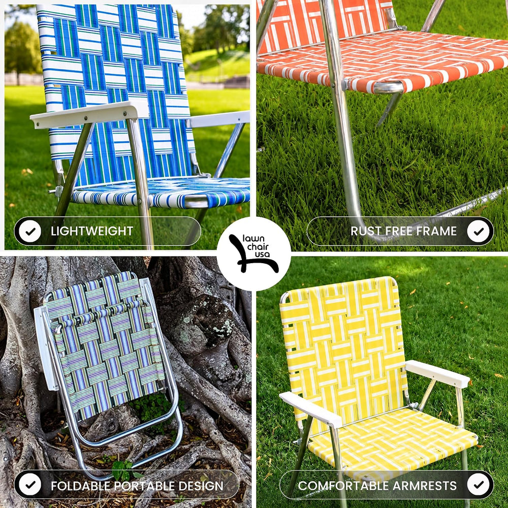 Lawn Chair USA Folding Aluminum Outdoor Patio Lawn Chair | Heavy-Duty Webbed ...