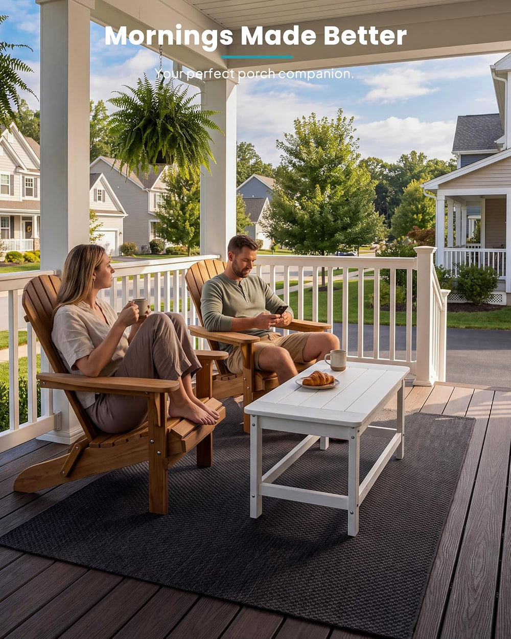 White Outdoor Coffee Table for Patio 35.4 x 17.5 x 16.1 Poly Lumber