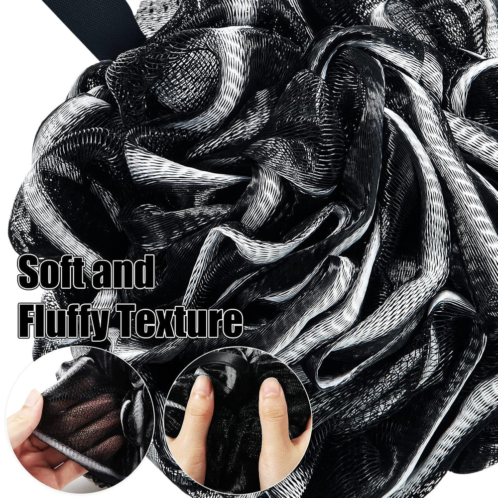 Shellwei 32 Pcs Loofahs Bulk 60g Mesh Bath Sponge Scrubber, Black White