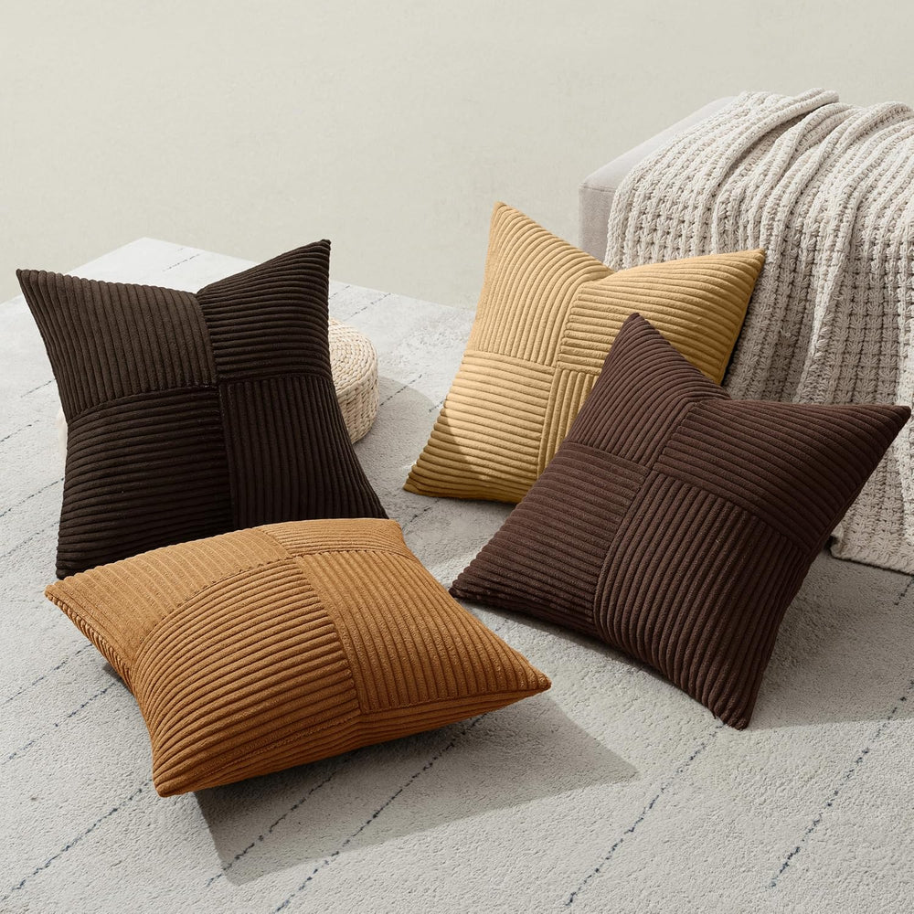 MIULEE Boho Decorative Throw Pillow Covers 20x20 Set of 4 Farmhouse Neutral C...