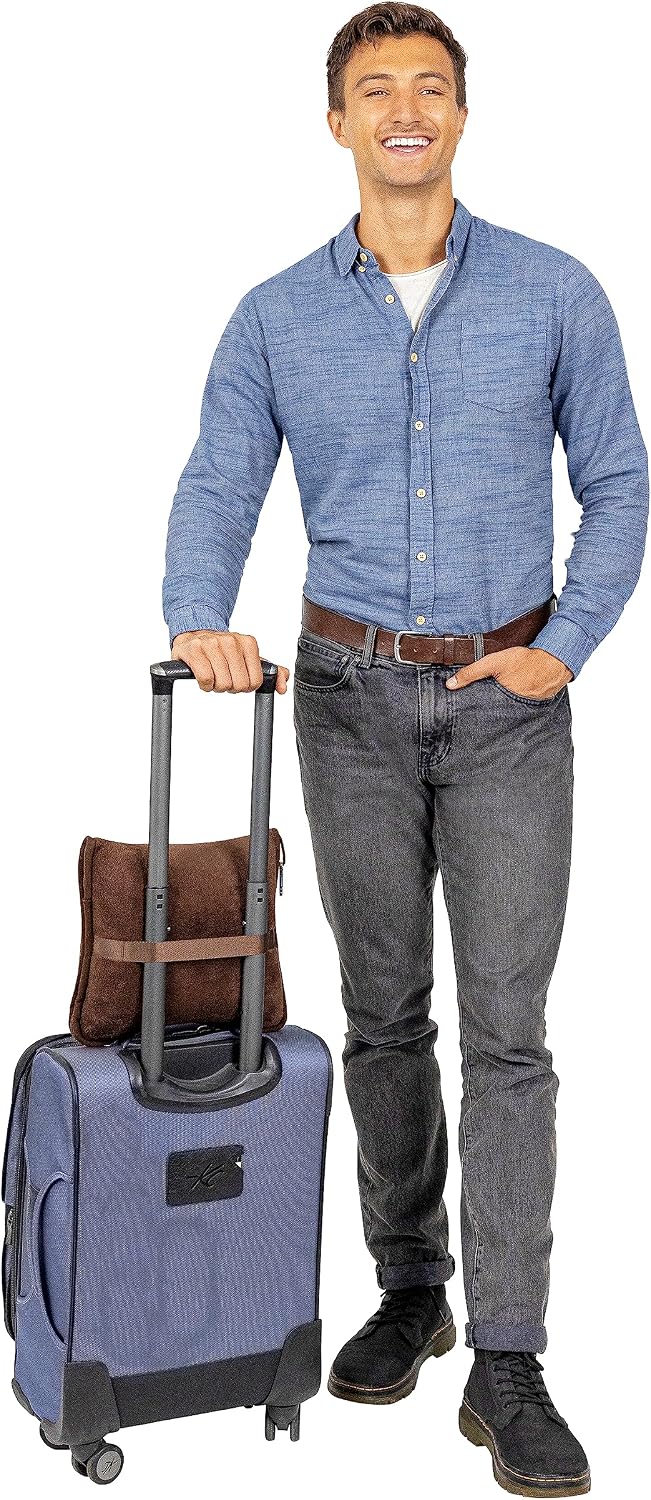 BlueHills Premium Soft Travel Blanket Pillow Air Plane Essentials - Brown
