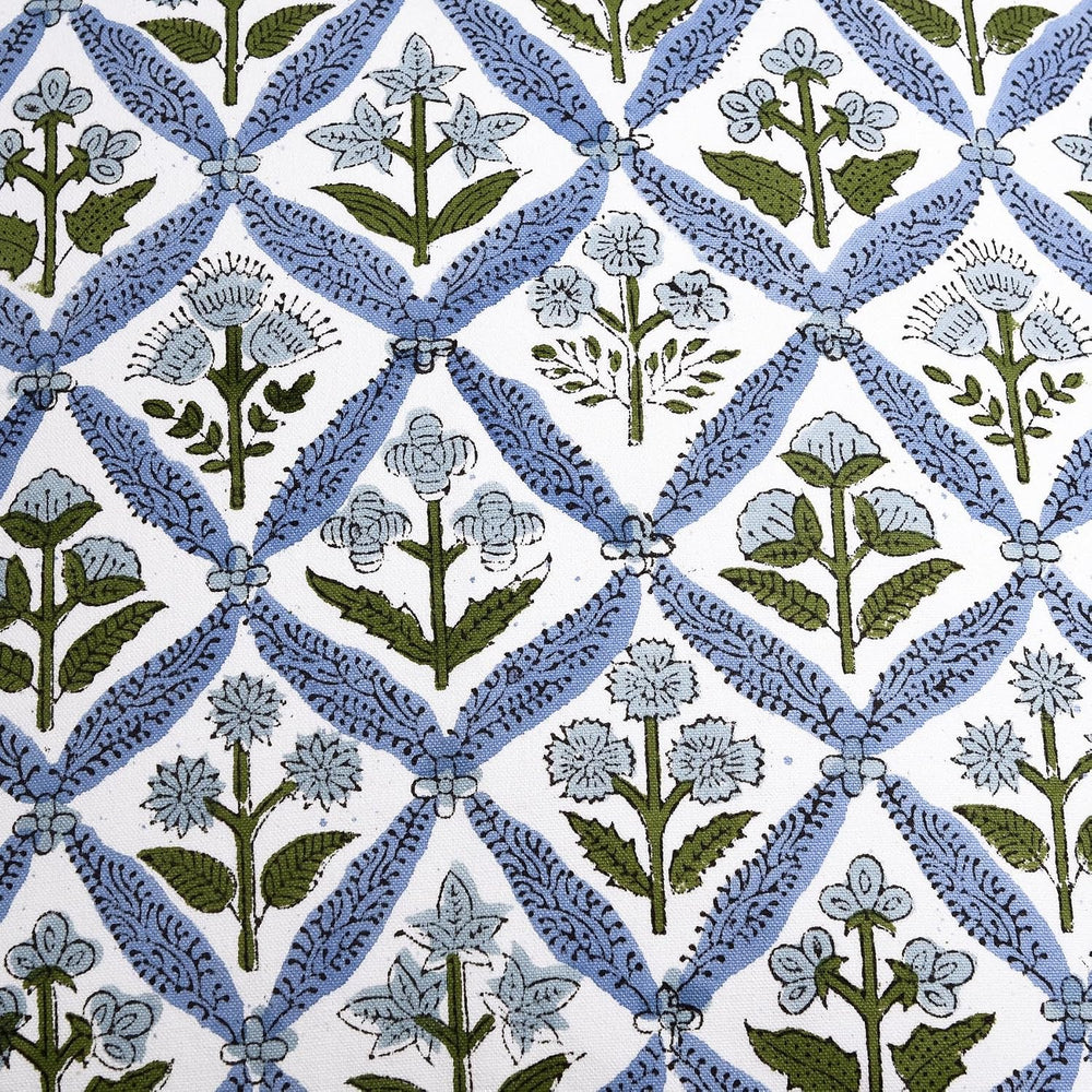 Ridhi Light Steel Blue Block Print Cotton Pillow Cover 18x18 Inch Set of 2