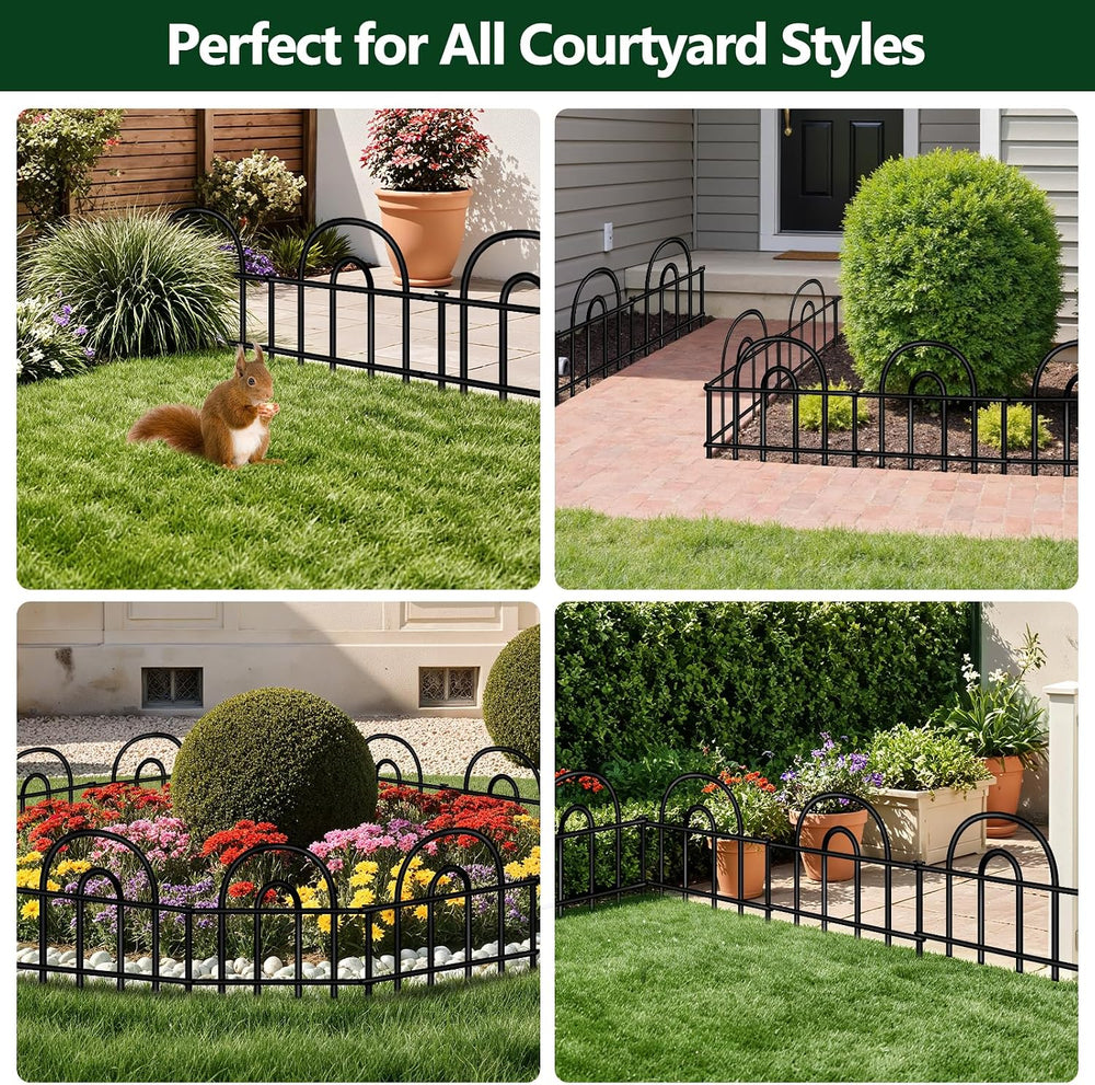 Decorative Garden Fence, 15 Panels No Dig Fence, 21.25 ft(L) x 13 in(H) Anima...