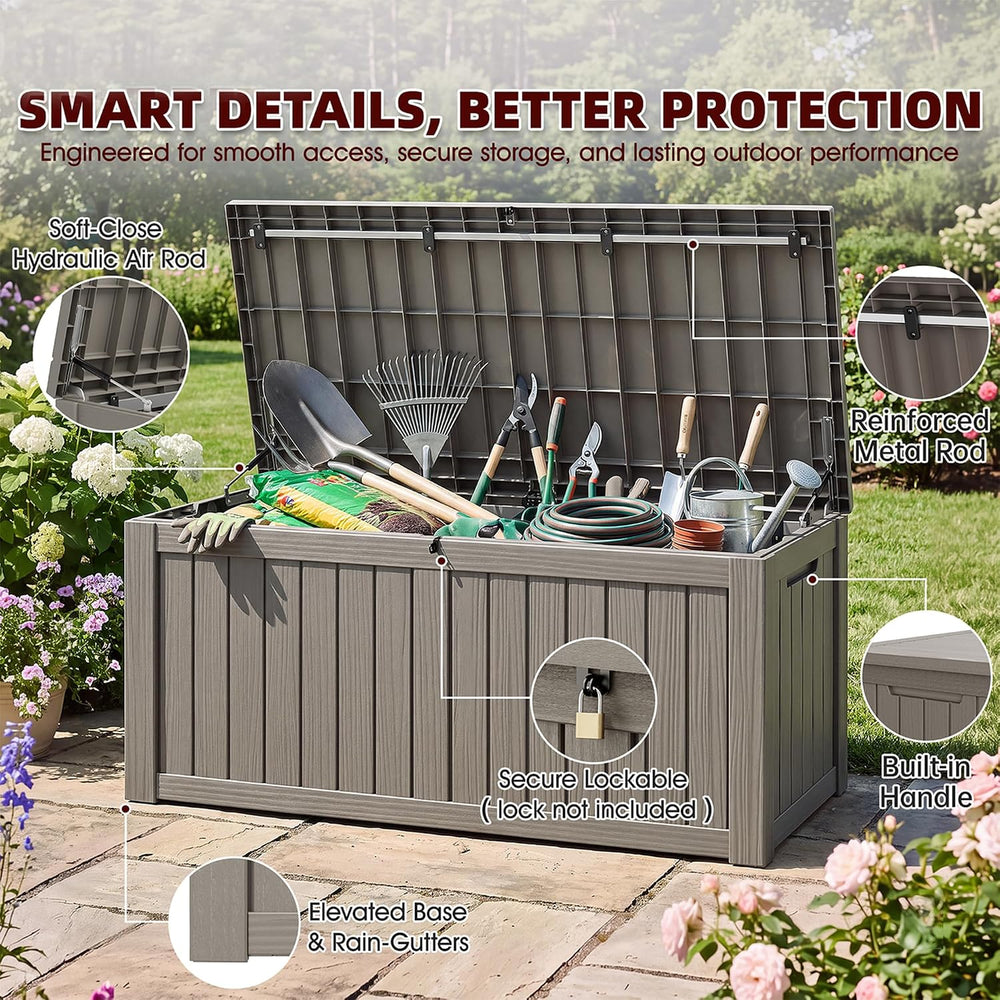 KAMABOKO Outdoor Storage Box, 150 Gallon Deck Box Outdoor Waterproof