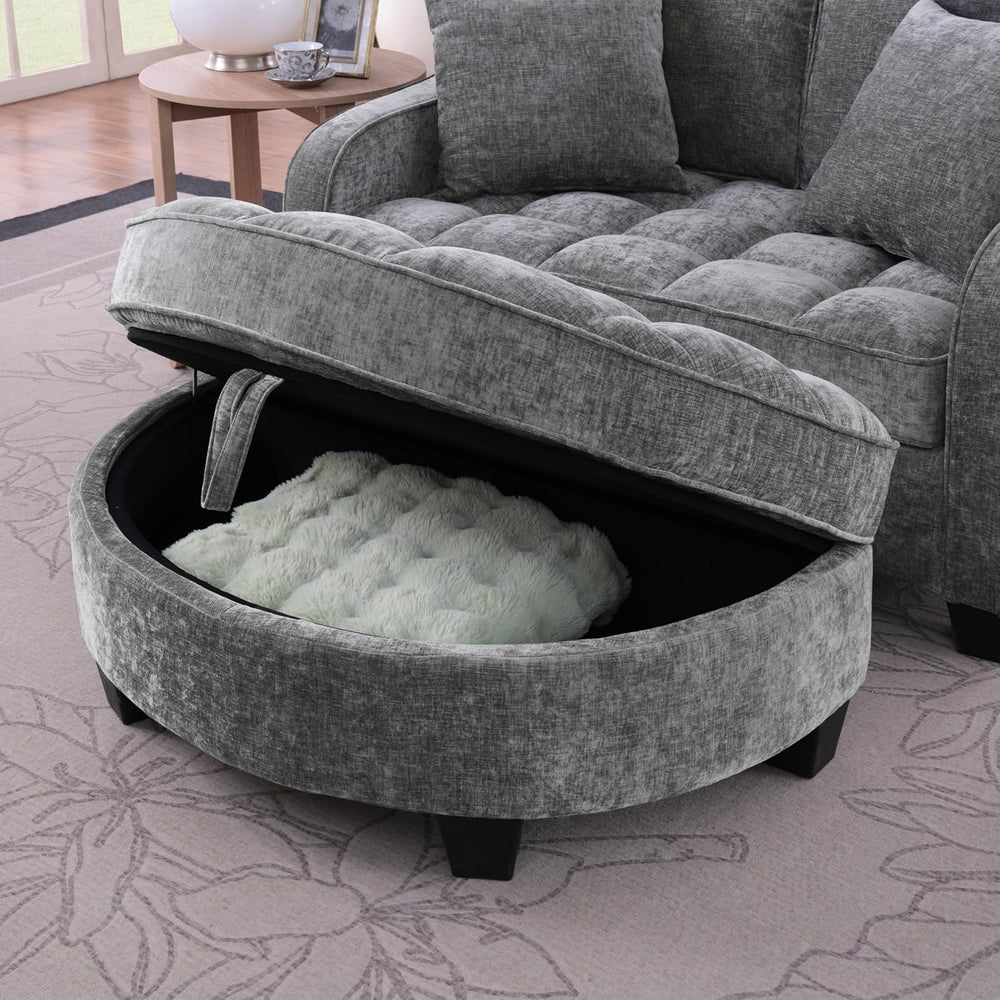 ERYE Chenille Tufted Loveseat Sofa and Ottoman Set