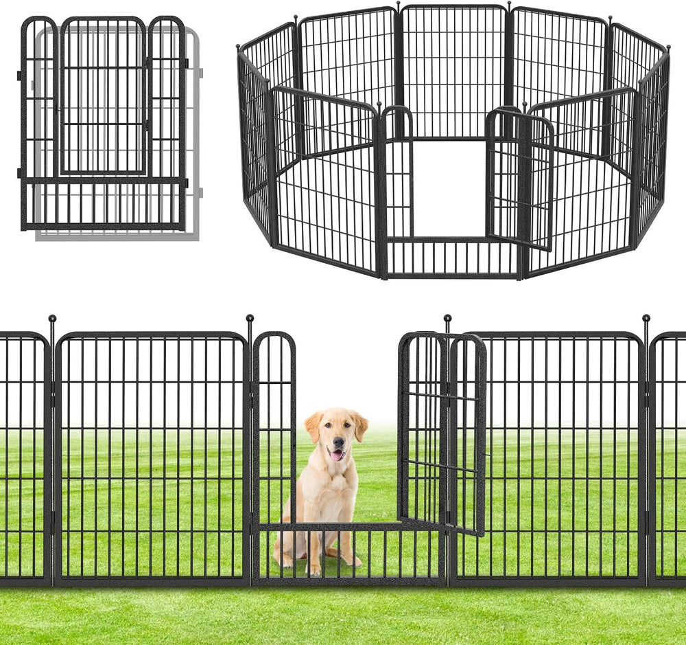 Tall Garden Fence with Gate, 23ft(L) x 32in(H) 10 Panels Garden Fencing Anima...