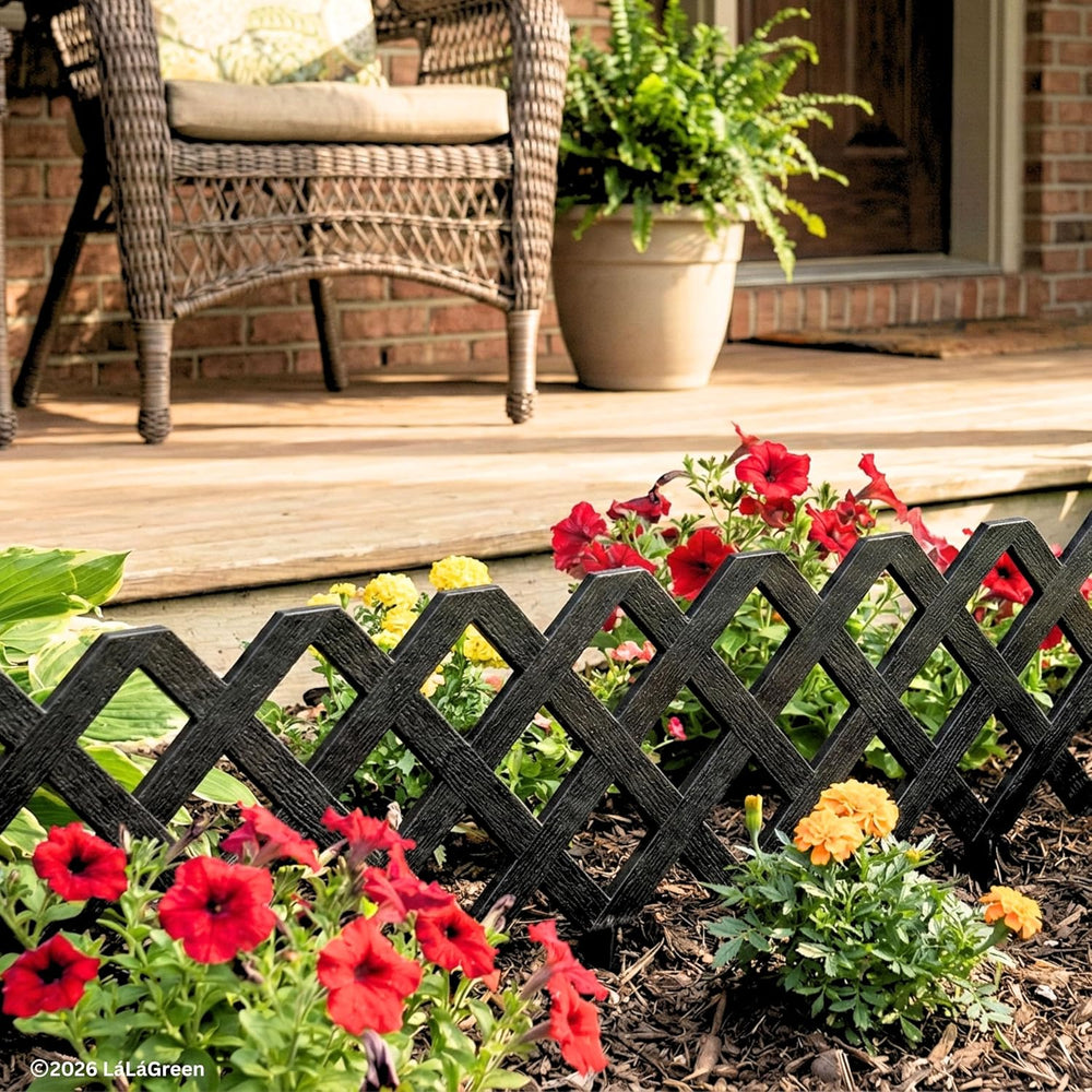 LaLaGreen Garden Edging Border (23x8.5in, 10 Pack) Black Plastic Fence