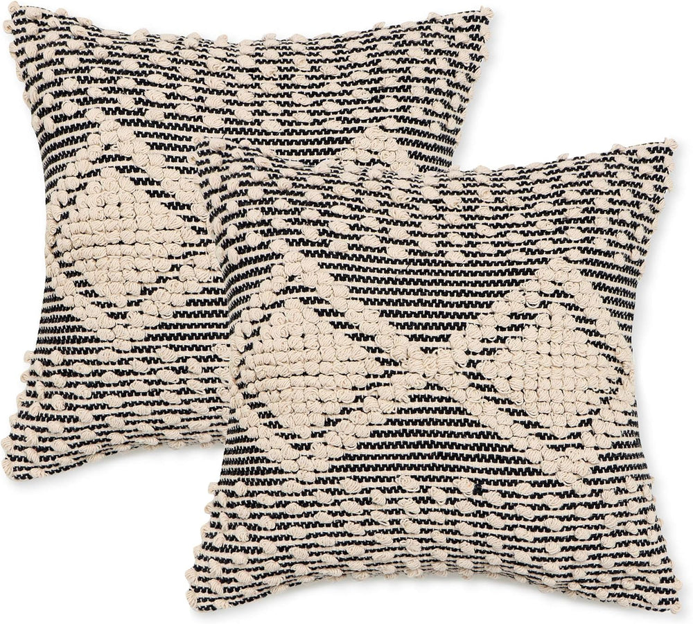 · REDEARTH · Boho Textured Handwoven Throw Pillow Cases - Diamond Medley