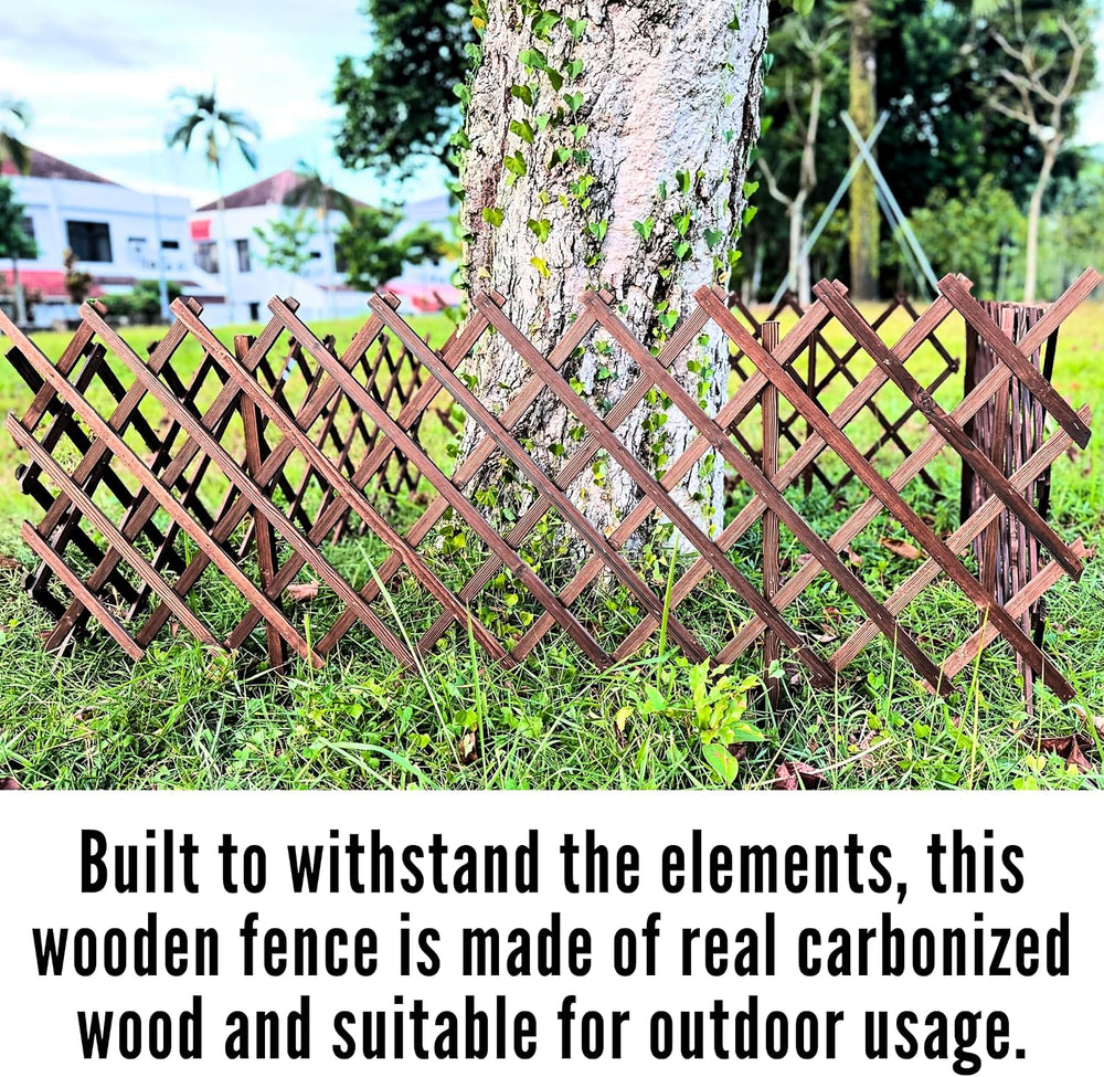 ShopLaLa Decorative Wooden Garden Fence (4 Pack, 24ft Total) Animal Barrier