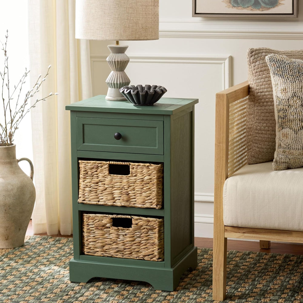 SAFAVIEH Furniture - Carrie 3-Shelf Side Table - Dusty Green - Solid Wood - F...