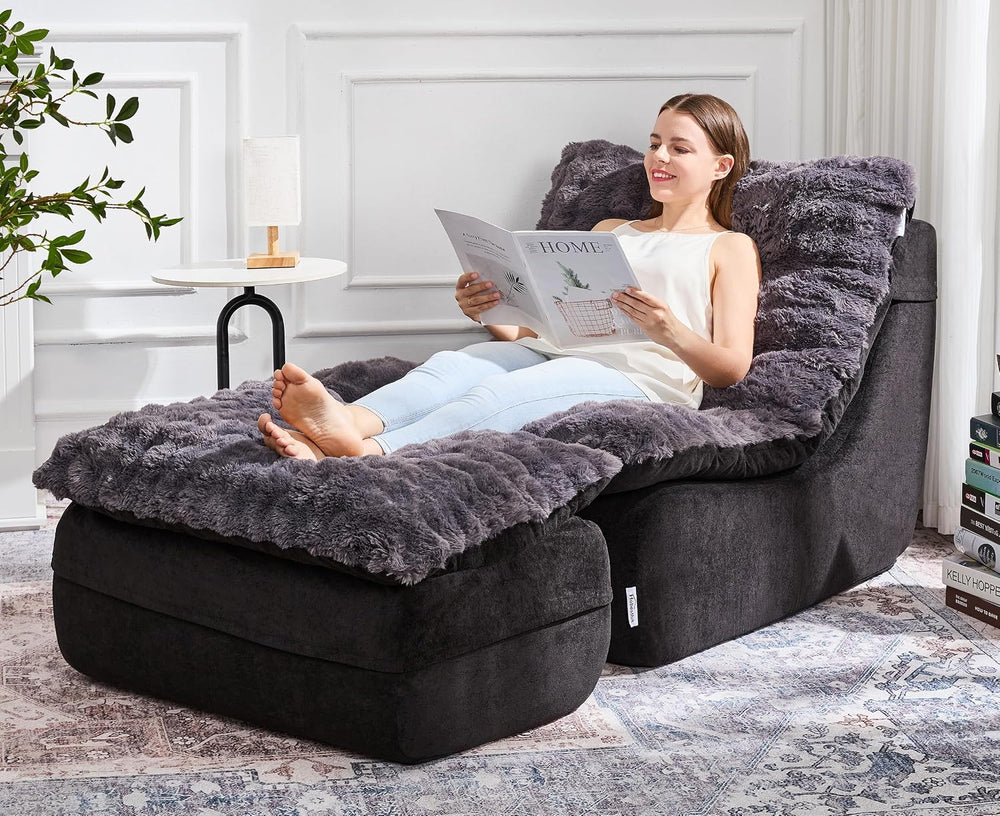 Hobestluk Small Couch Sofa Chaise Lounge Chair Recliner Chair with Footrest