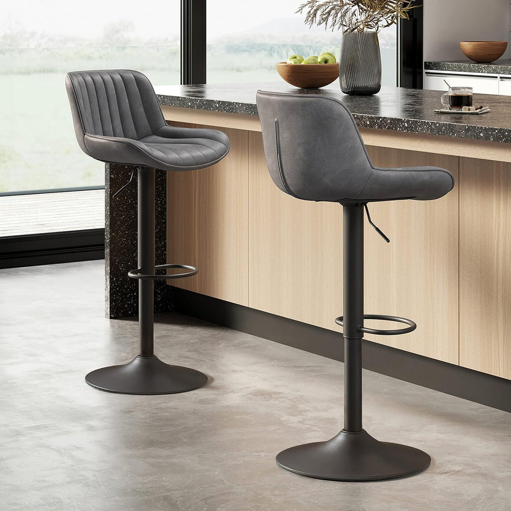 Volans Bar Stools Set of 2, Mid Century Modern Faux Leather Swivel Adjustable...