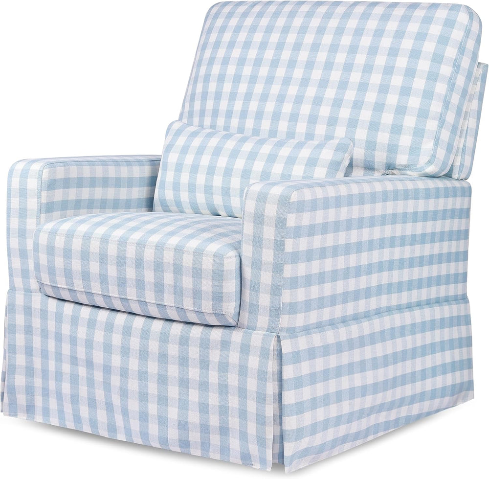 NAMESAKE Crawford Pillowback Comfort Swivel Glider, Blue Gingham