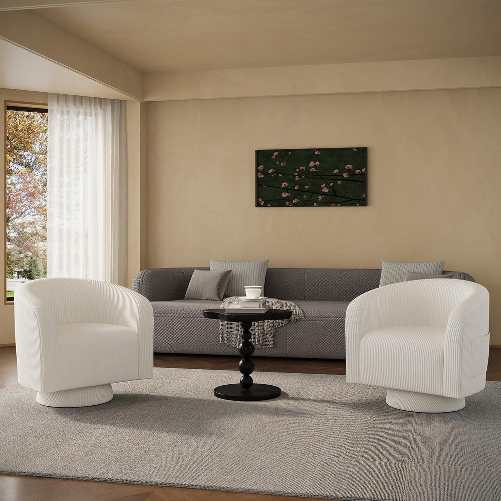Garvee Swivel Accent Chair Upholstered Corduroy Barrel Chair with 360 Degree ...