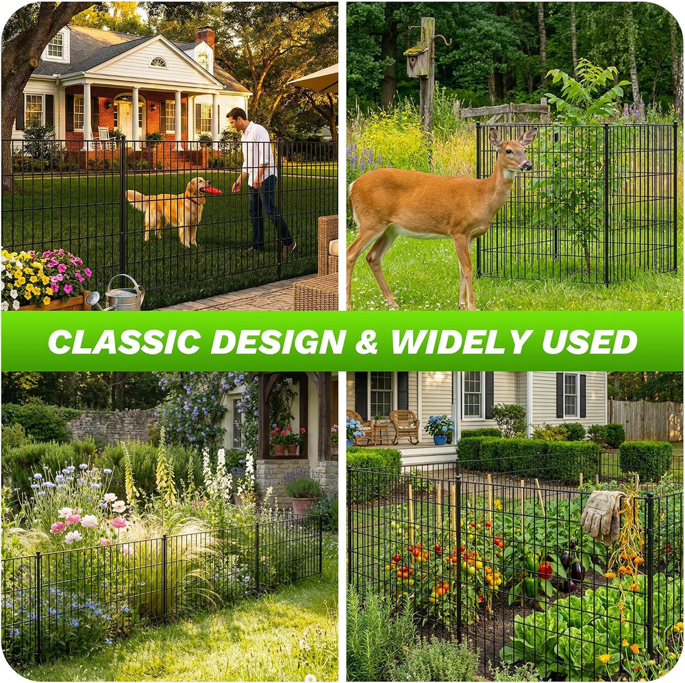 Toolterritary 10 Panels No Dig Garden Fence with Gate, 48in(H) x 26.0ft(L) Ru...