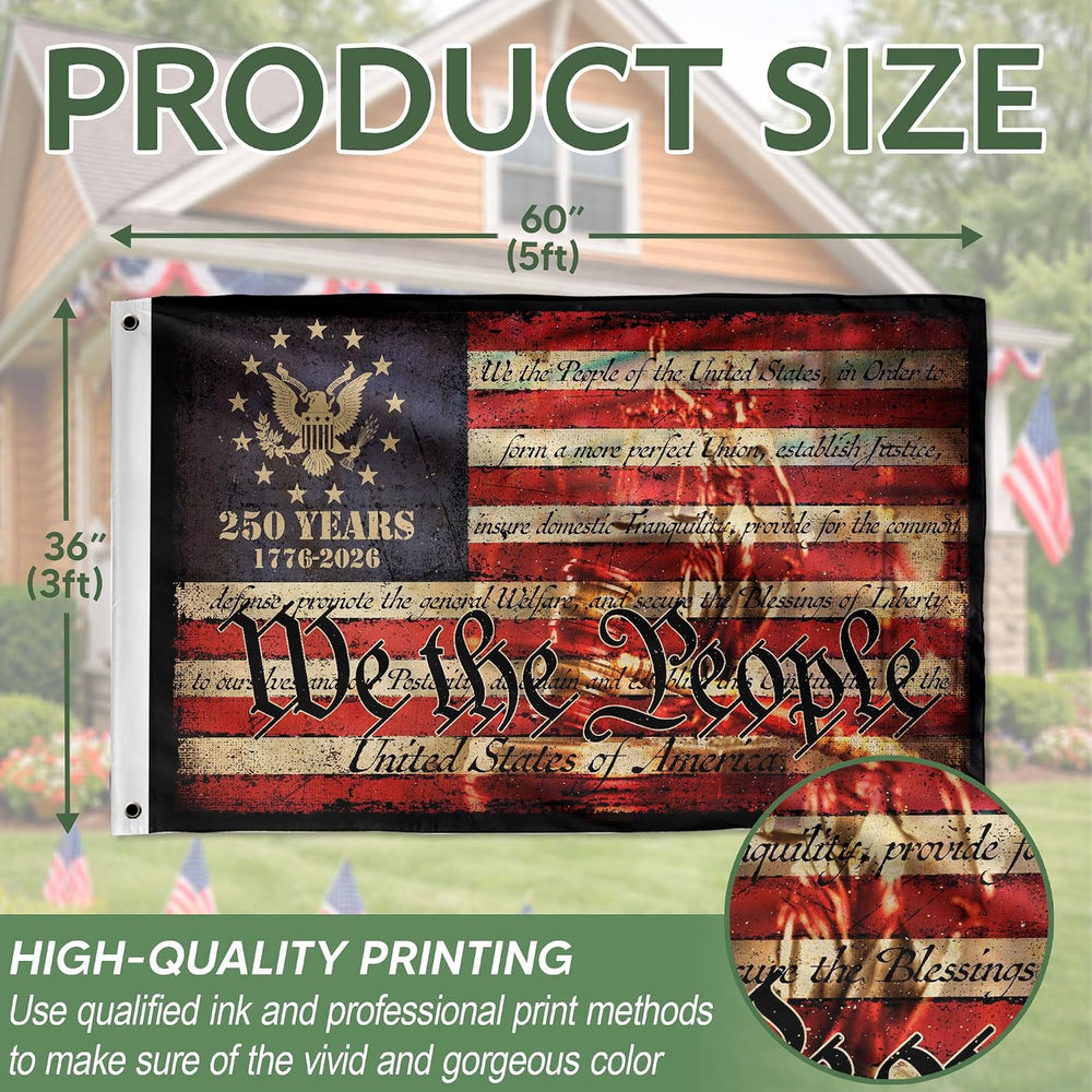 250 Anniversary USA Flag, Two-sided Design 3x5 Ft, 250th Anniversary Flag 5