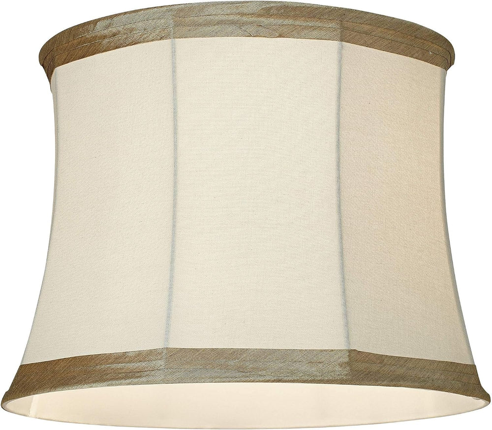 Goggins Large Ivory Linen Taupe Trim Lamp Shade 14x16x12 (Spider)