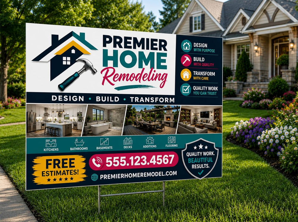 Custom Yard Signs 18x24 Full Color Double Sided Corrugated Plastic Metal Stak...