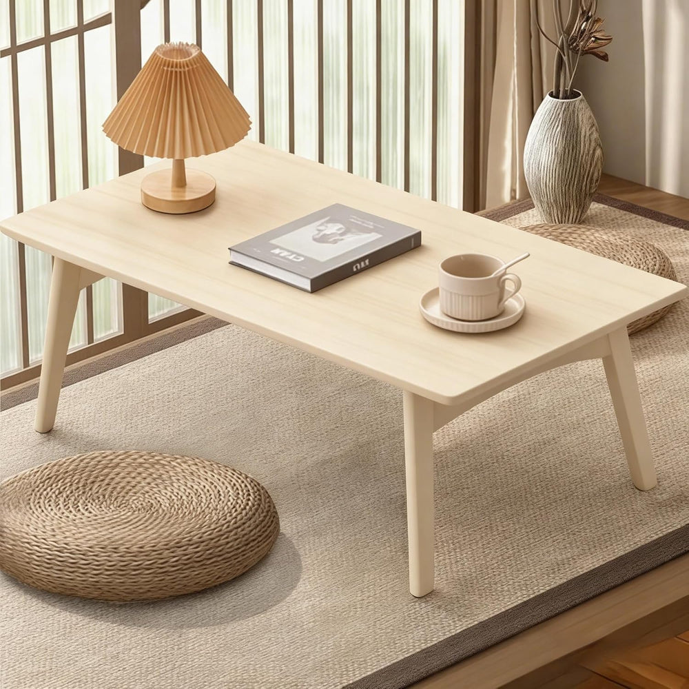 Bamboo Coffee Table Foldable Japanese Floor Desk Folding Low Tea Table No Ass...