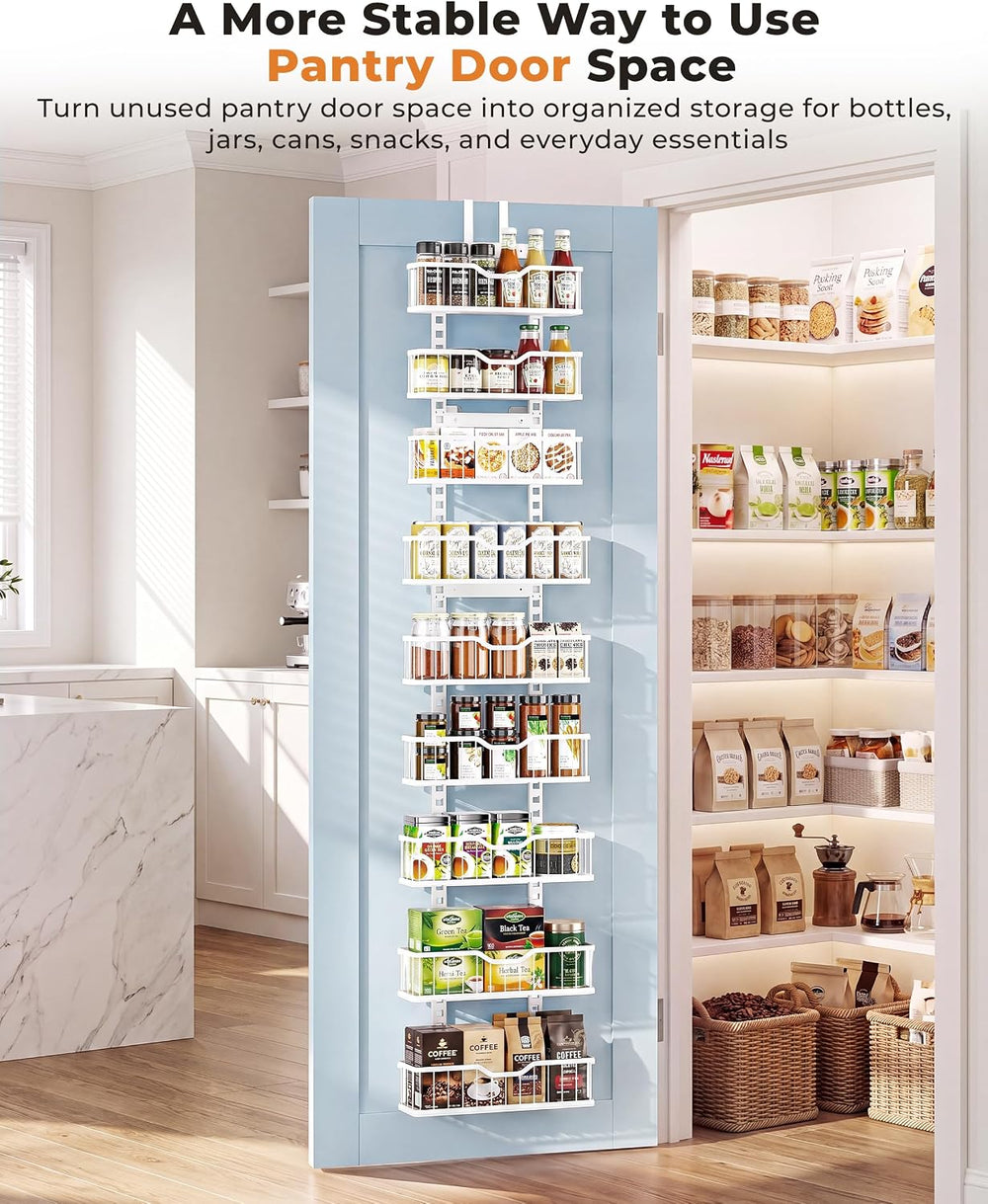 EVERIE 9-Tier Over the Door Pantry Organizer, Stable Design, Solid Bottom
