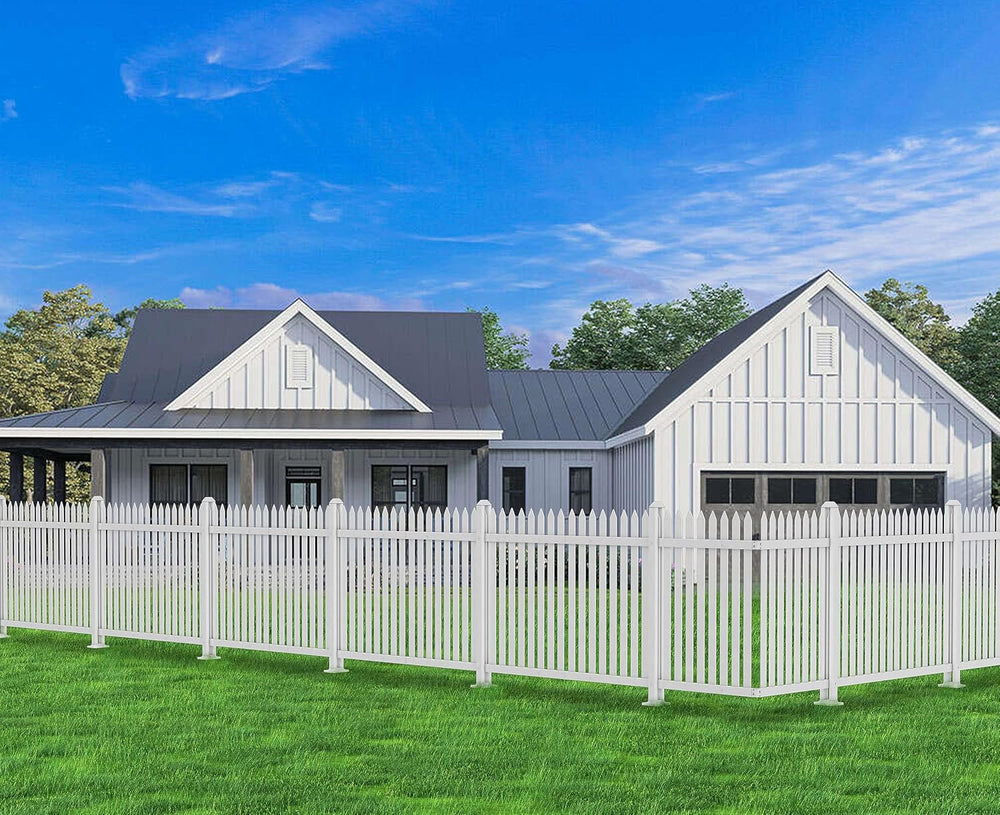 Outdoor Garden Vinyl Fence (4Sets), W84 X H36 White Picket Fence Panels Priva...