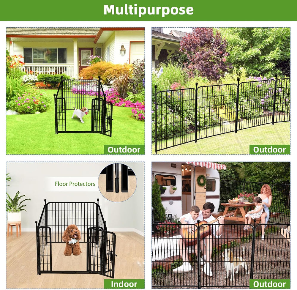 ADAVIN Garden Fencing 36 Inch High, Low Threshold Door, 4 Panels 8.9Ft