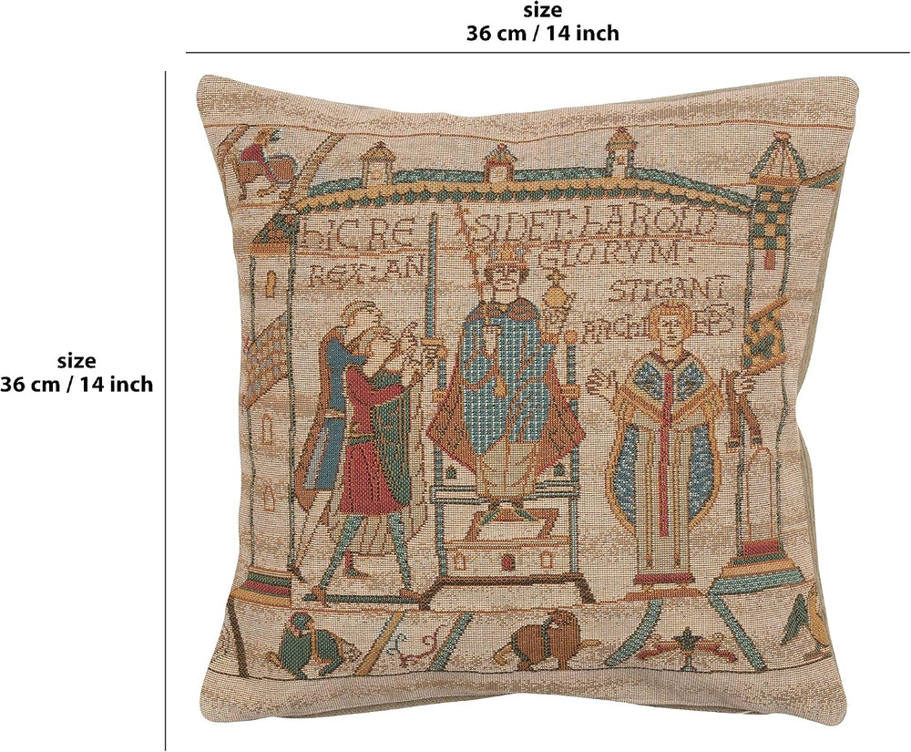 Bayeux Cathedral Tapestry Throw Pillow Cover 14 x 14 in