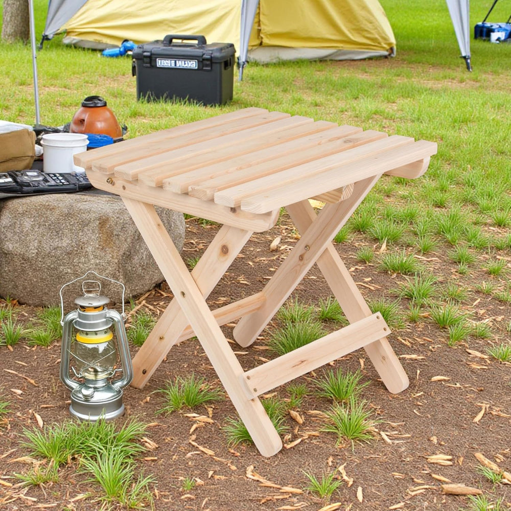 Shine Company Square Wood Outdoor Adirondack Side Table, Natural