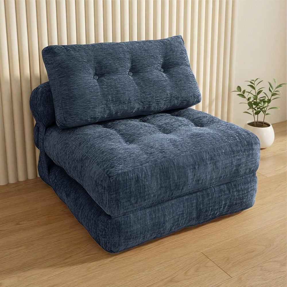 · REDEARTH · Boneless 3-in-1 Folding Sofa Bed Floor Couch - Navy Blue