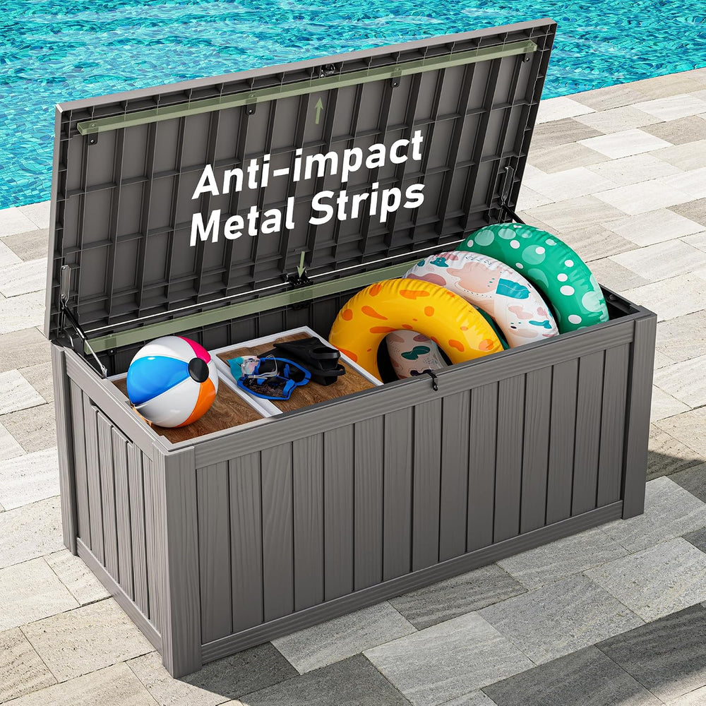 Resin Outdoor Deck Storage Box Waterproof (Grey, 150 Gallon)